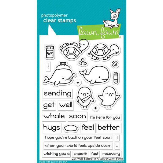 Lawn Fawn Clear Stamps - Get Well Before 'n Afters