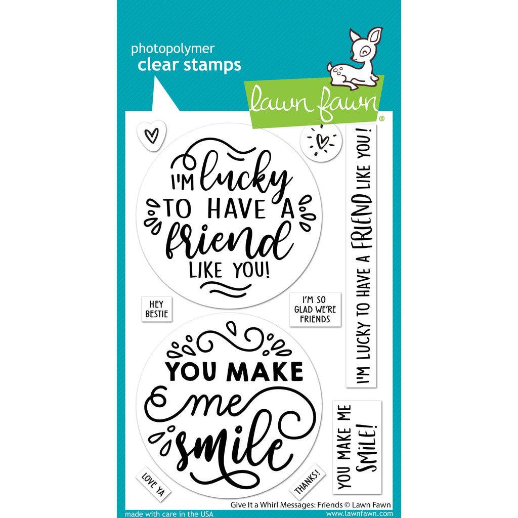 Lawn Fawn Clear Stamps - Give It A Whirl Messages: Friends