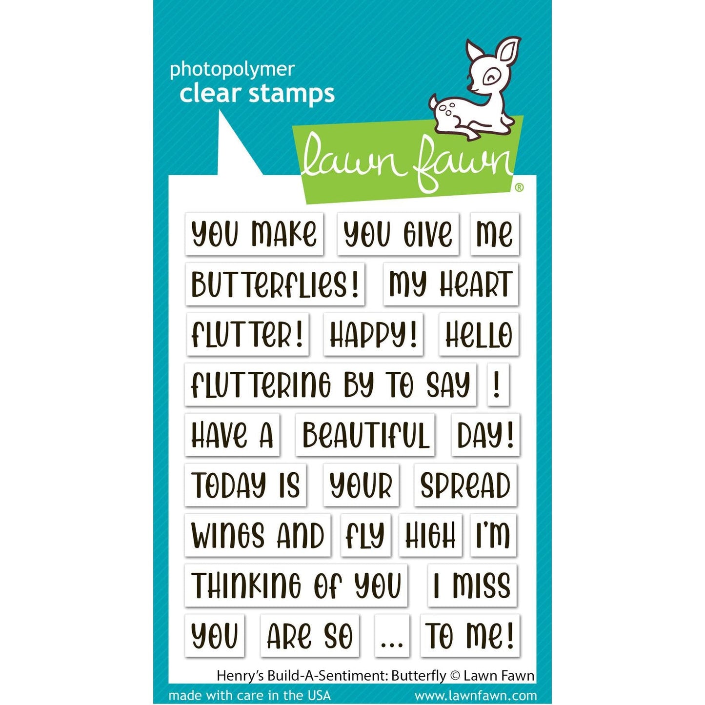Lawn Fawn Clear Stamps - Henry's Build-A-Sentiment: Butterfly