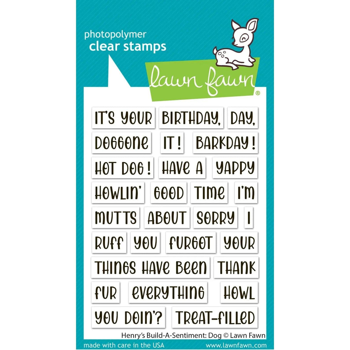 Lawn Fawn Clear Stamps - Henry's Build-A-Sentiment: Dog
