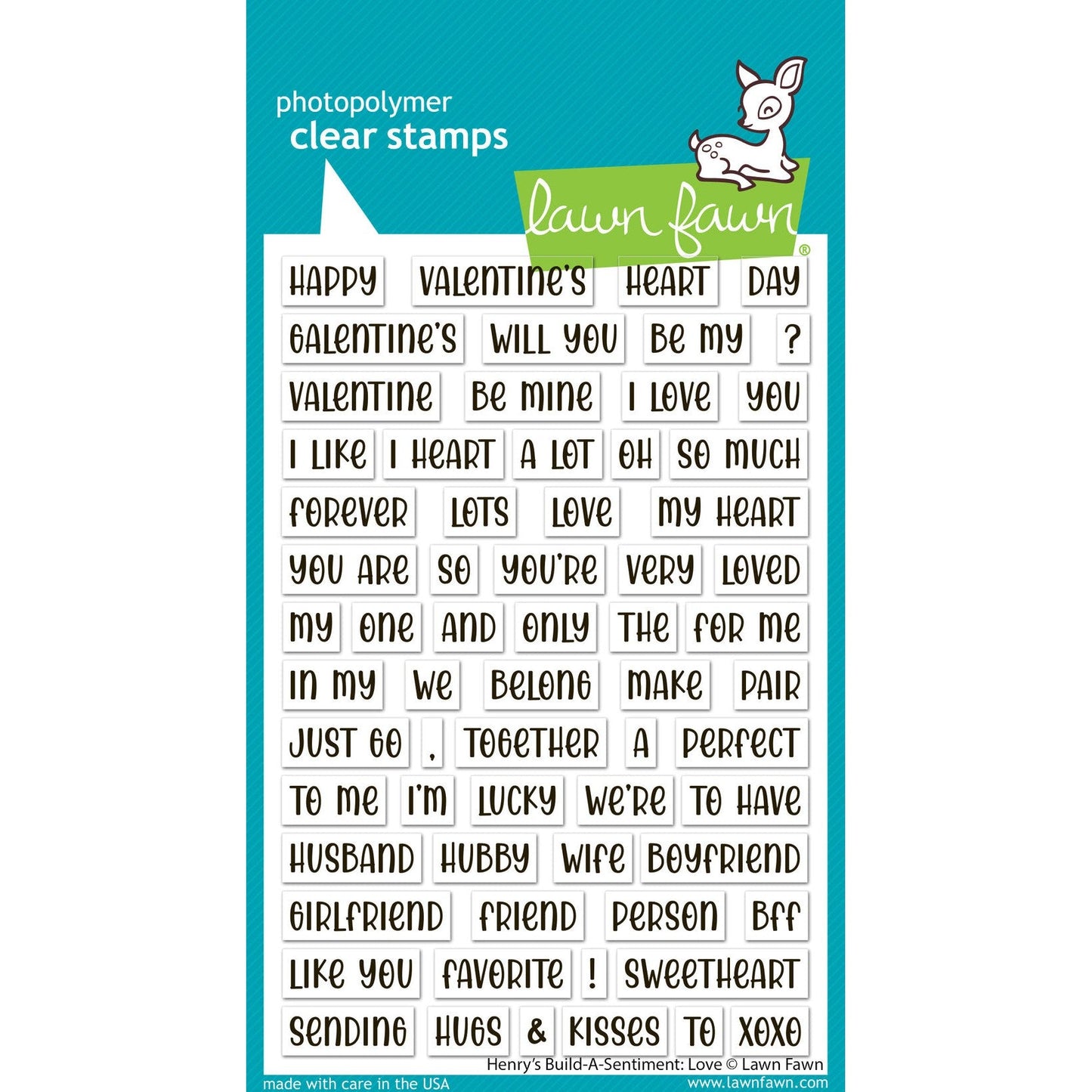 Lawn Fawn Clear Stamps - Henry's Build-A-Sentiment: Love