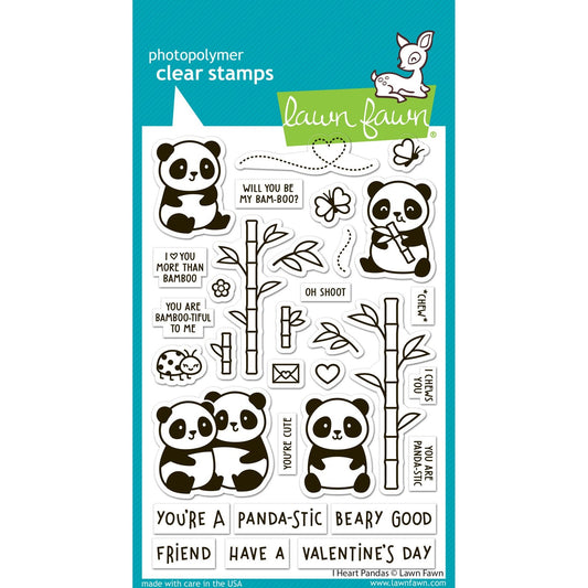 Lawn Fawn Clear Stamps - I Heart Pandas