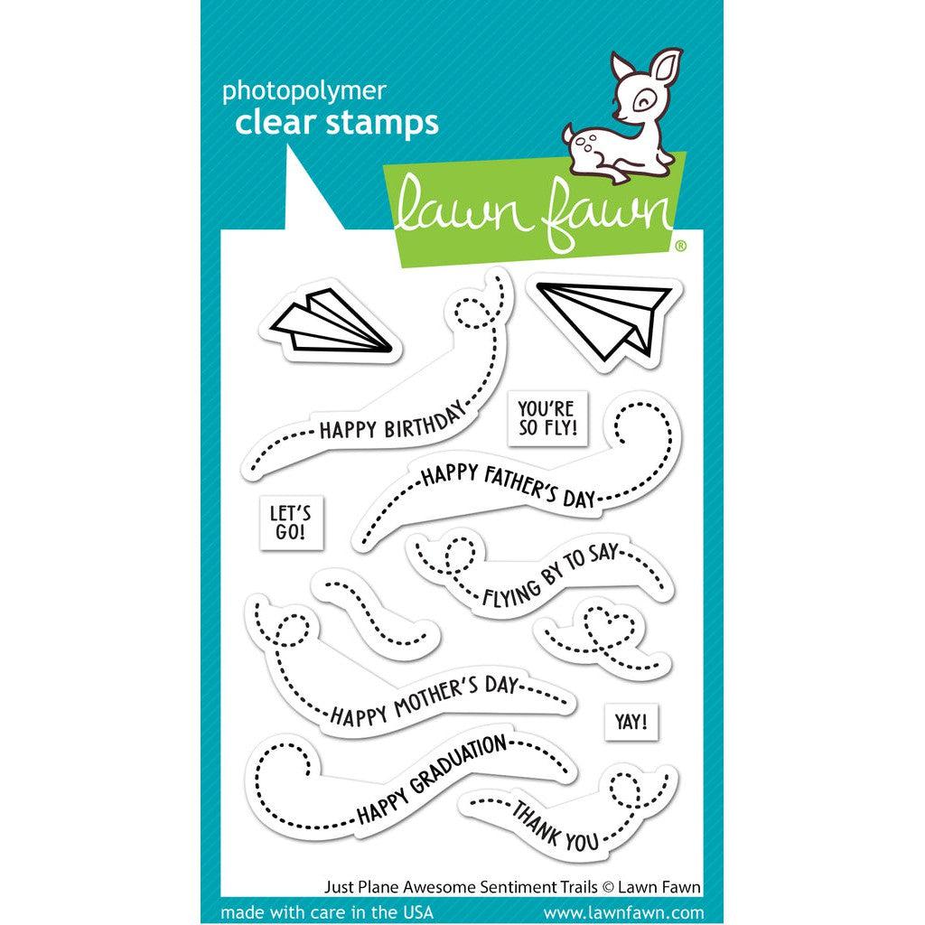 Lawn Fawn Clear Stamps - Just Plane Awesome Sentiment Trails