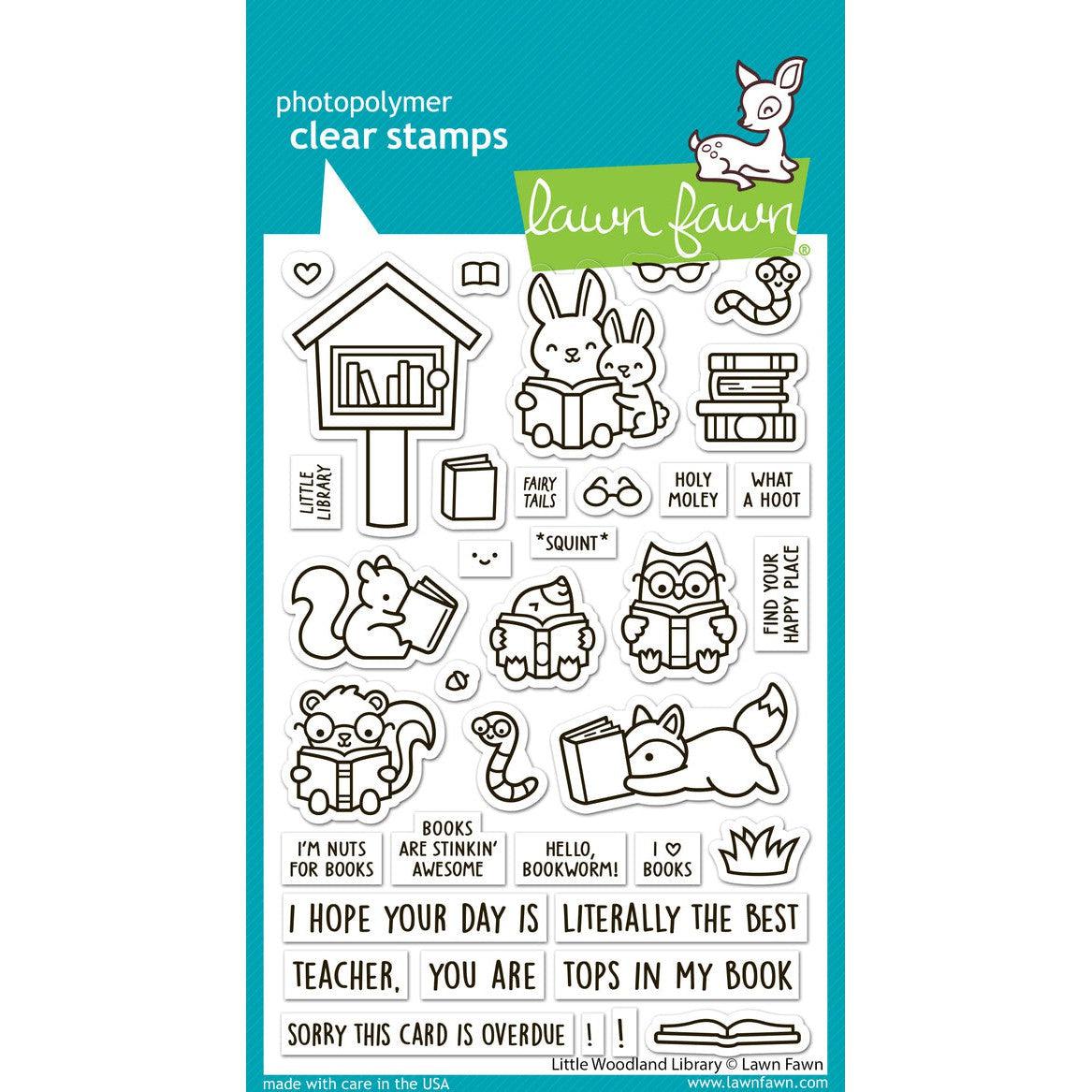 Lawn Fawn Clear Stamps - Little Woodland Library