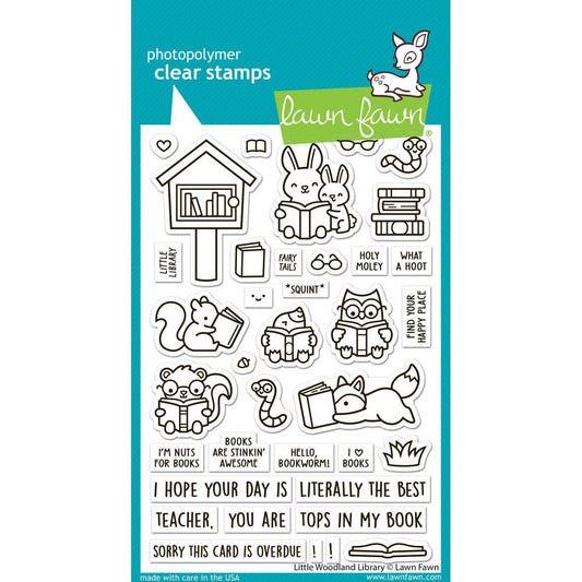 Lawn Fawn Clear Stamps - Little Woodland Library