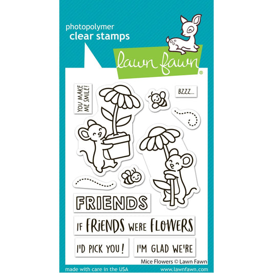 Lawn Fawn Clear Stamps - Mice Flowers
