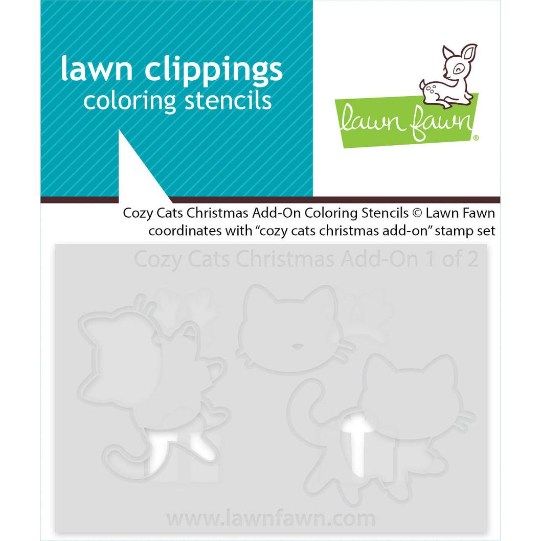 Lawn Fawn Coloring Stencils - Cozy Cats Christmas Add-on