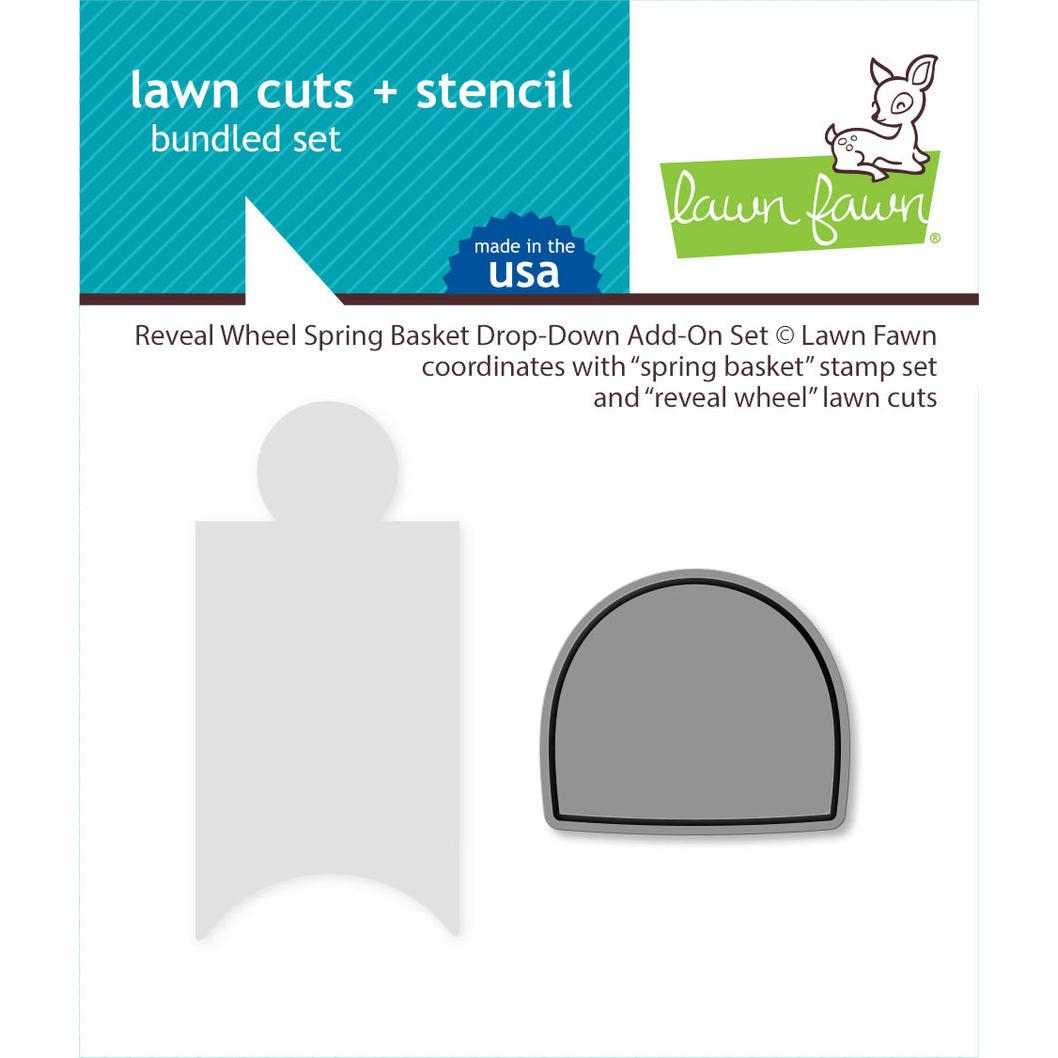 Lawn Fawn Lawn Cuts + Stencil - Reveal Wheel Spring Basket Drop-Down Add-On Set