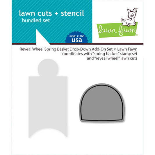 Lawn Fawn Lawn Cuts + Stencil - Reveal Wheel Spring Basket Drop-Down Add-On Set
