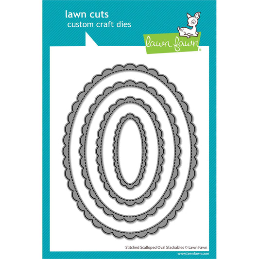 Lawn Fawn Lawn Cuts - Stitched Scalloped Oval Stackables