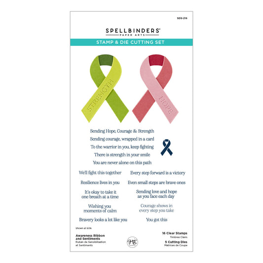 Spellbinders Clear Stamps & Dies - Awareness Ribbon and Sentiments