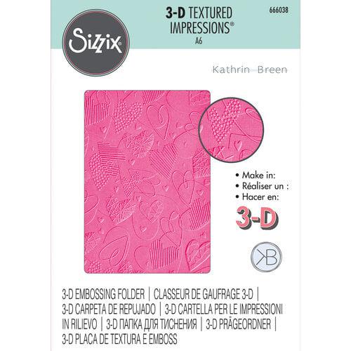Sizzix 3-D Textured Impressions Embossing Folder - Mark Making Hearts