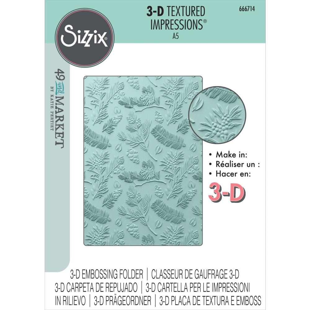 Sizzix - 49 and Market 3-D Textured Impressions Embossing Folder - Pine