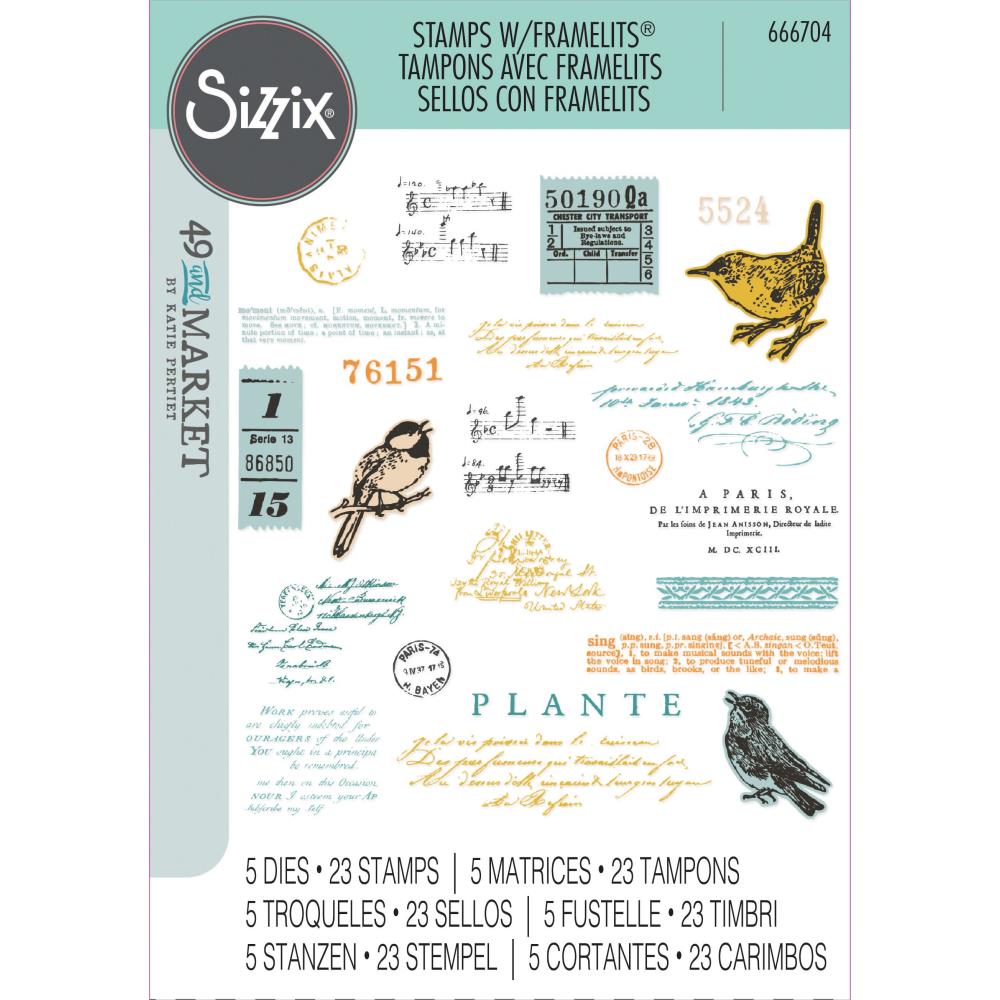 Sizzix - 49 and Market Clear Stamps & Framelits Dies - Bird Song