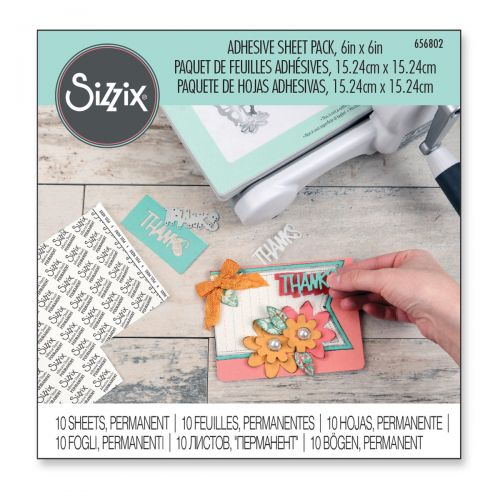 Sizzix Adhesive Sheets - Permanent 6" x 6", 10 pk