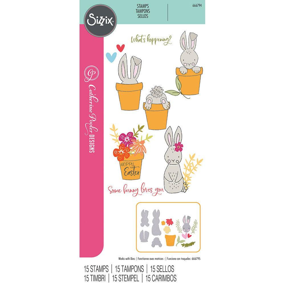 Sizzix Catherine Pooler - Clear Stamps - Bunny Bits & Blooms