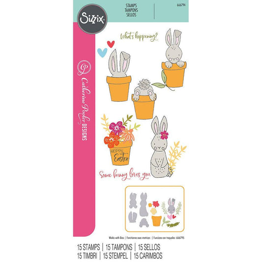 Sizzix Catherine Pooler - Clear Stamps - Bunny Bits & Blooms