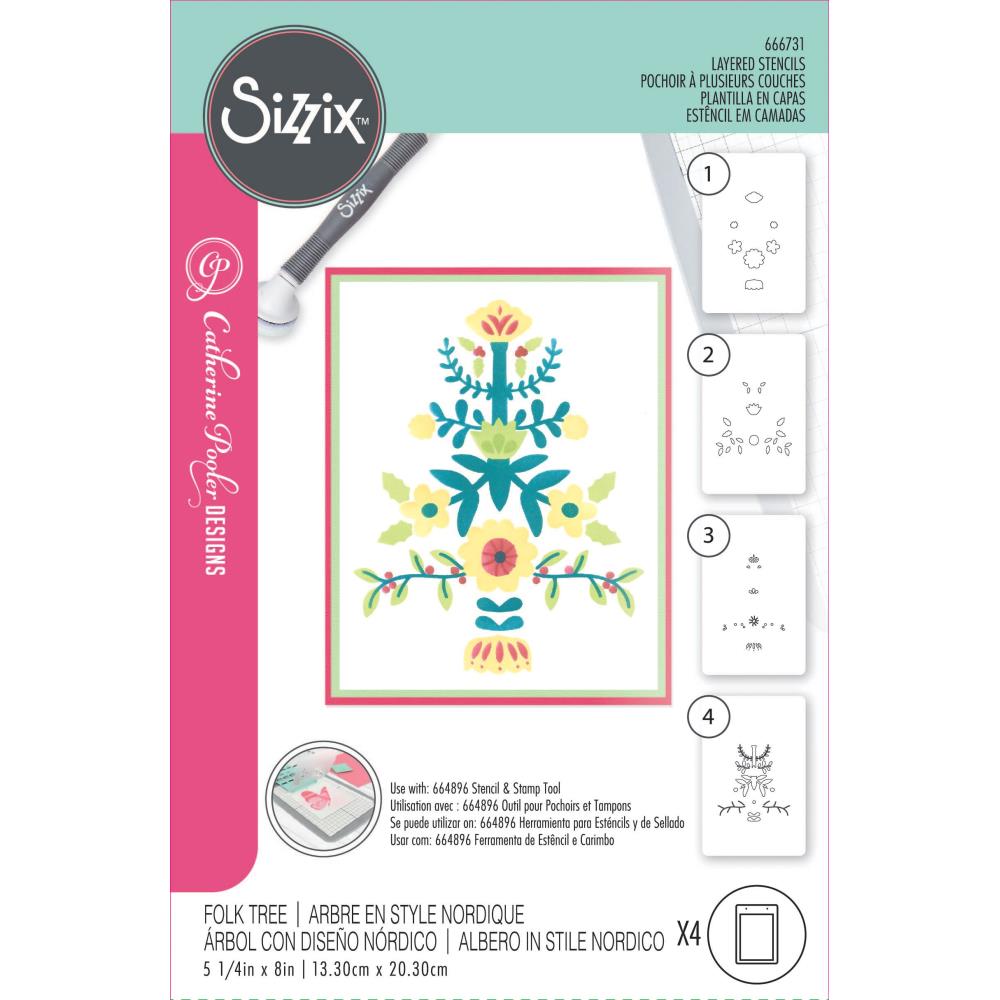 Sizzix - Catherine Pooler Layered Stencils - Folk Tree