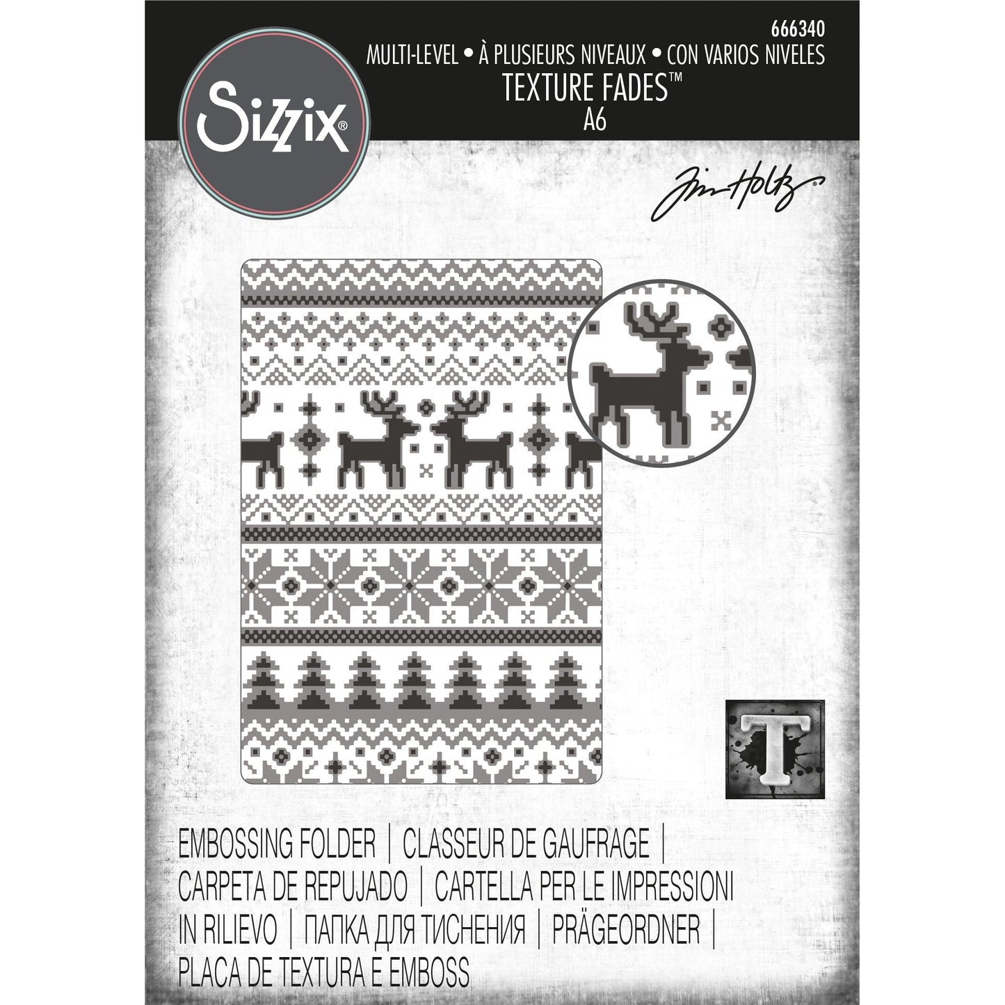 Sizzix Multi-Level Texture Fades Embossing Folder - Holiday Knit by Tim Holtz