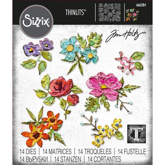 Sizzix Tim Holtz - Thinlits Dies - Brushstroke Flowers Mini