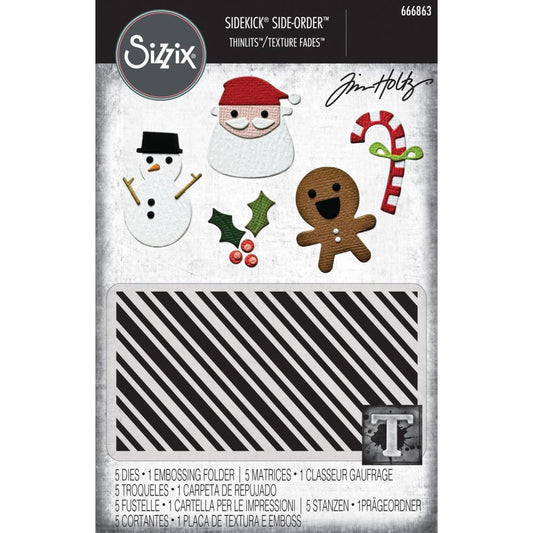 Sizzix Tim Holtz - Thinlits Dies & Texture Fades Embossing Folder - Vault Christmas Minis