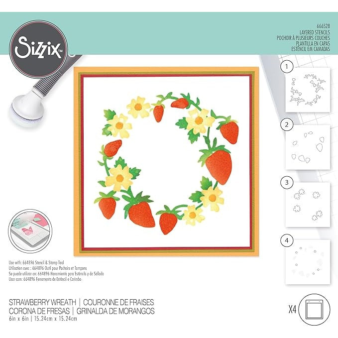 Sizzix Stencils - Layered Strawberry Wreath