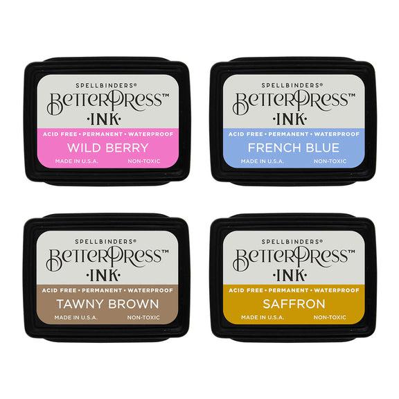 Spellbinders BetterPress - Mini Ink Set - Nature Tones, 4 pack