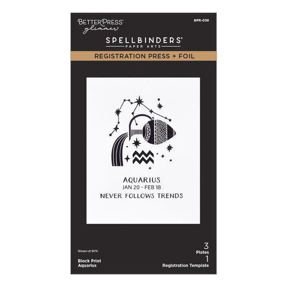 Spellbinders Registration Press + Foil Plates - Block Print Aquarius