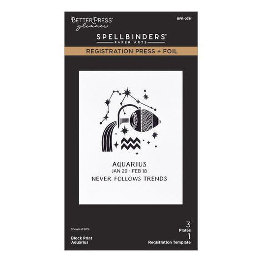 Spellbinders Registration Press + Foil Plates - Block Print Aquarius