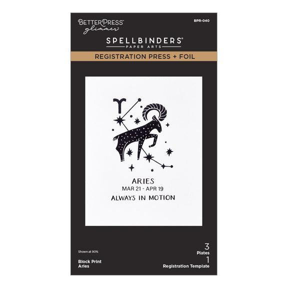 Spellbinders Registration Press + Foil Plates - Block Print Aries