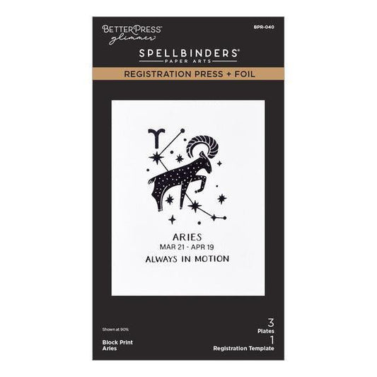 Spellbinders Registration Press + Foil Plates - Block Print Aries