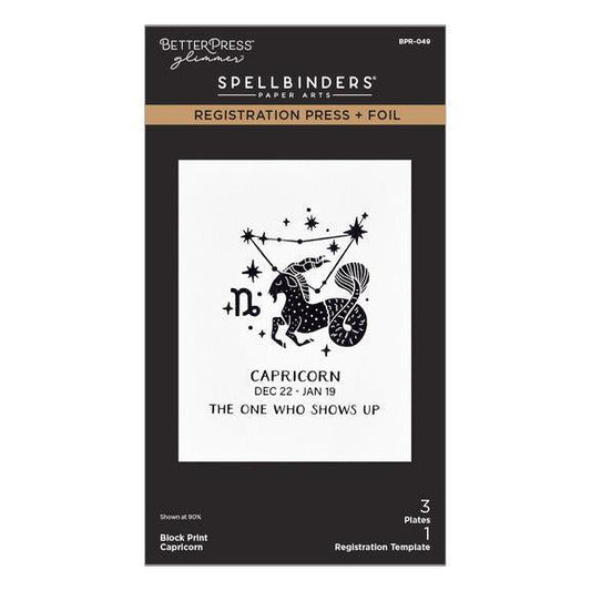 Spellbinders Registration Press + Foil Plates - Block Print Capricorn