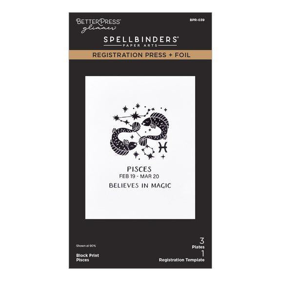 Spellbinders Registration Press + Foil Plates - Block Print Pisces