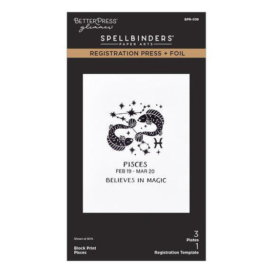 Spellbinders Registration Press + Foil Plates - Block Print Pisces