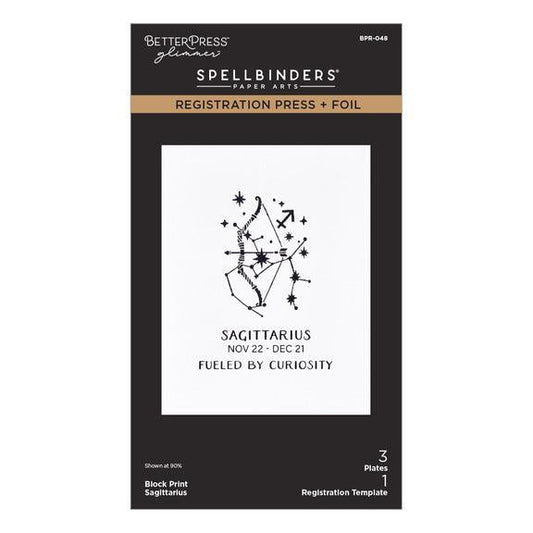 Spellbinders Registration Press + Foil Plates - Block Print Sagittarius