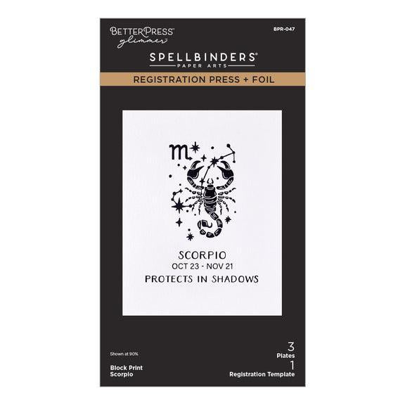 Spellbinders Registration Press + Foil Plates - Block Print Scorpio