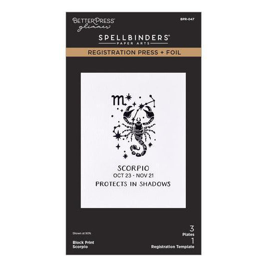 Spellbinders Registration Press + Foil Plates - Block Print Scorpio