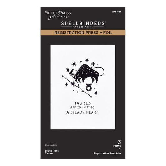 Spellbinders Registration Press + Foil Plates - Block Print Taurus