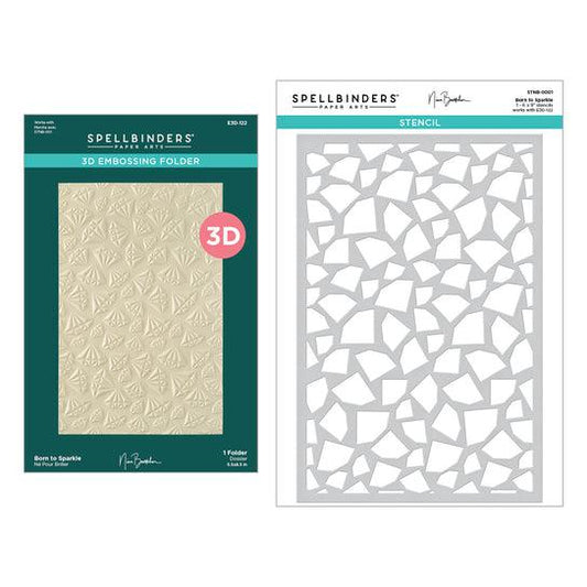Spellbinders 3D Embossing Folder & Stencils - Born to Sparkle