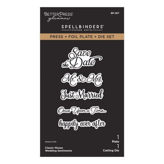 Spellbinders Letterpress + Foil Plate & Cut - Classic Mouse Wedding Sentiments