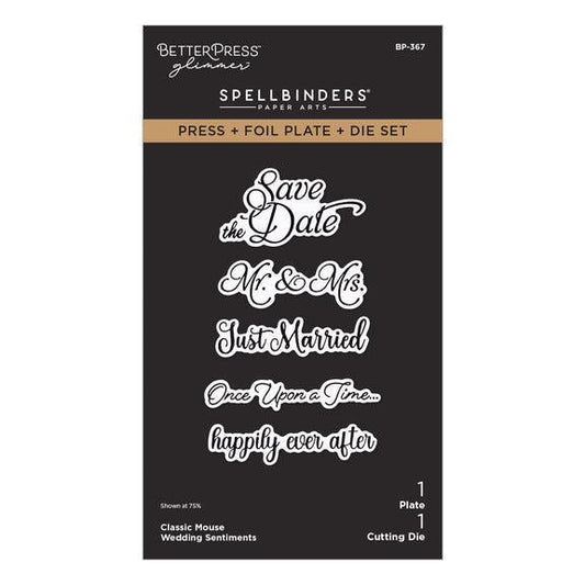 Spellbinders Letterpress + Foil Plate & Cut - Classic Mouse Wedding Sentiments