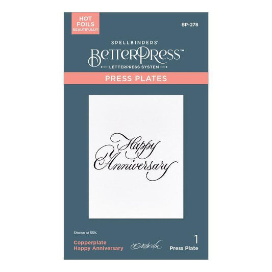 Spellbinders Press Plates - Copperplate Happy Anniversary