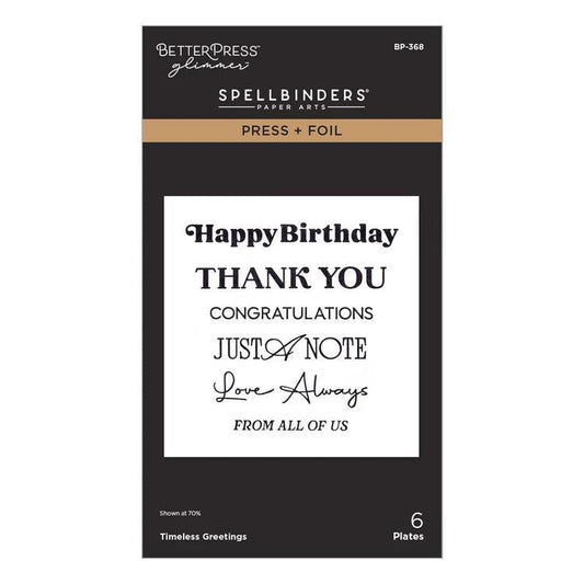 Spellbinders Letterpress + Foil Plate - Timeless Greetings
