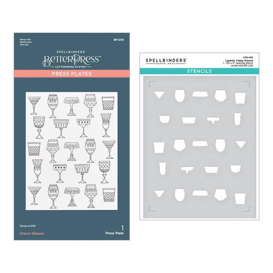 Spellbinders Press Plates & Stencils - Layered Classy Glasses
