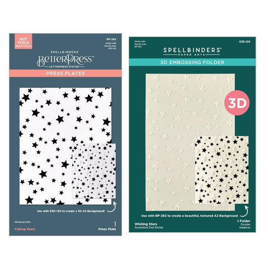 Spellbinders 3D Embossing Folder & Press Plates - Wishing and Falling Stars