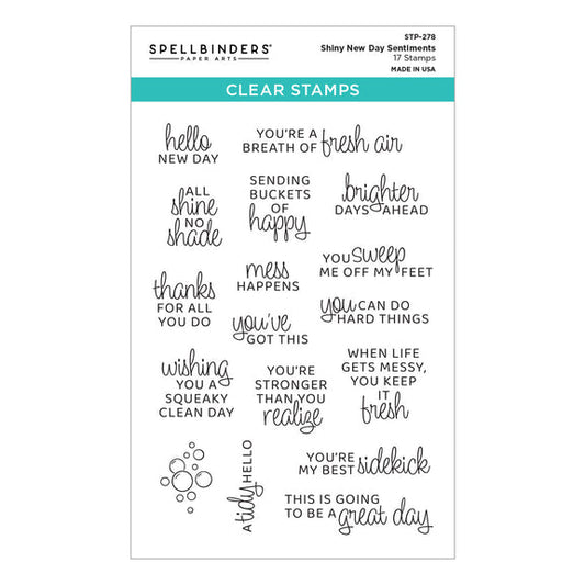 Spellbinders Clear Stamps - Shiny New Day Sentiments