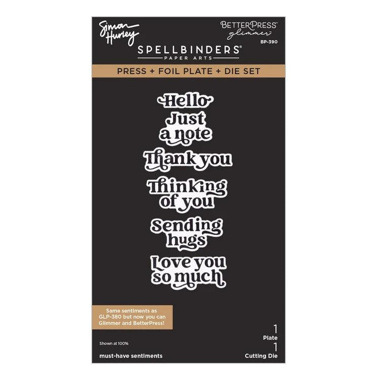 Spellbinders Letterpress + Foil Plate & Dies - Must-Have Sentiments