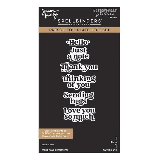 Spellbinders Letterpress + Foil Plate & Dies - Must-Have Sentiments