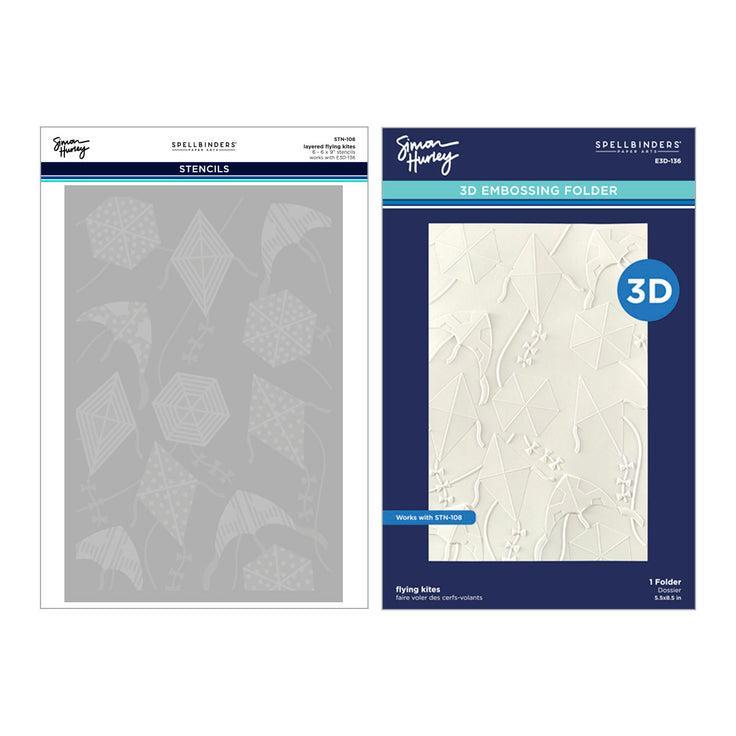 Spellbinders 3D Embossing Folder & Stencils - Flying Kites