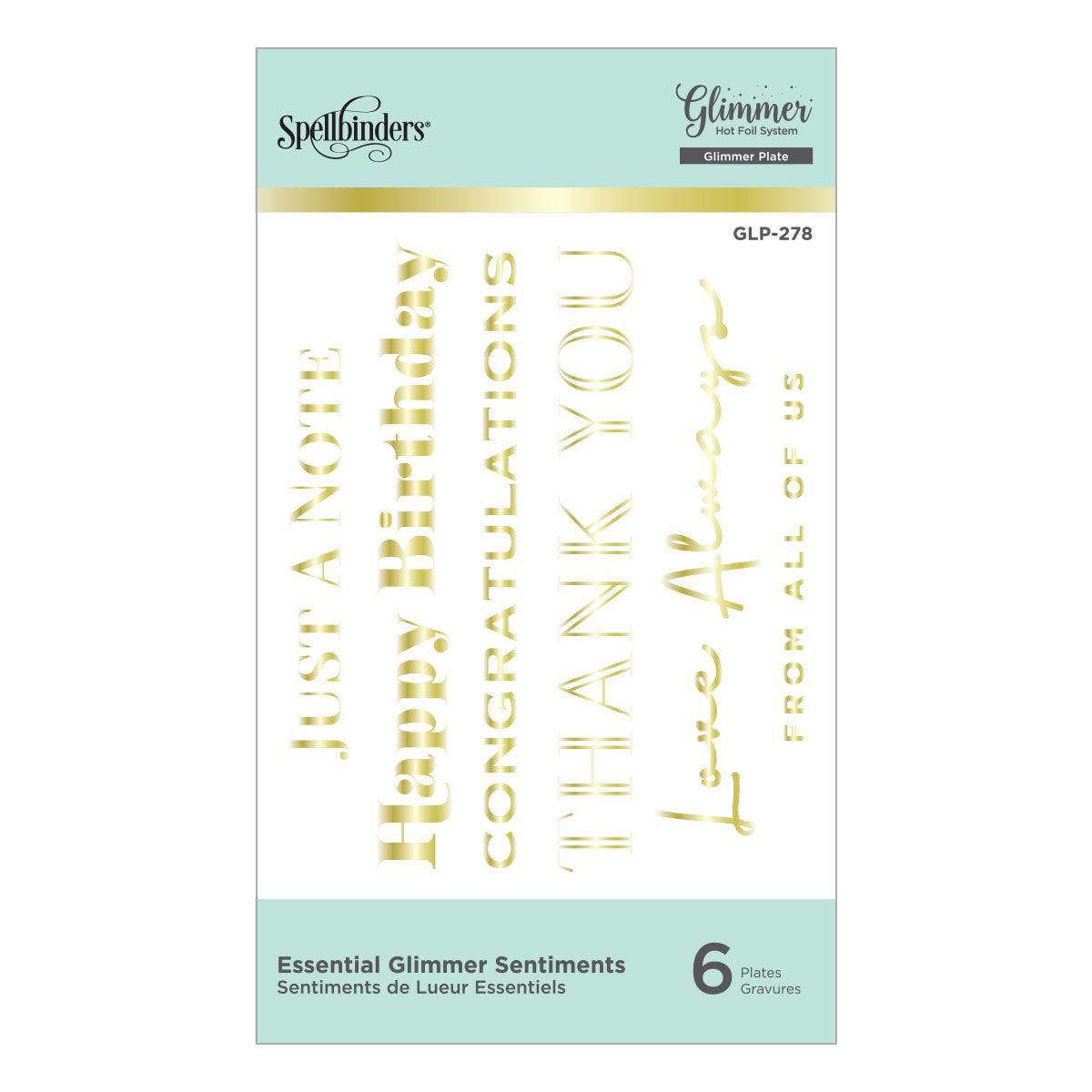 Spellbinders Glimmer Hot Foil Plates - Slimline Essential Glimmer Sentiments